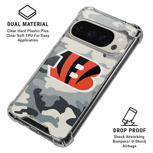 NFL Cincinnati Bengals Camo Pixel 9/9 Pro Clear Case